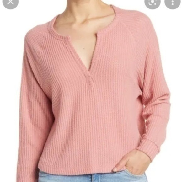 Abound Nordstrom V Neck Thermal Top Tan Boulder 2X New - Picture 1 of 9